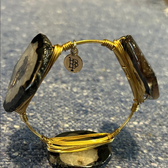 Bourbon and Bowties Gold Wire Bracelet with Black Stones - Picture 2 of 3